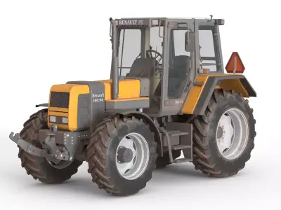 Renault 160-94 4WD Agricultural Tractor Dirty Low-poly 3D model