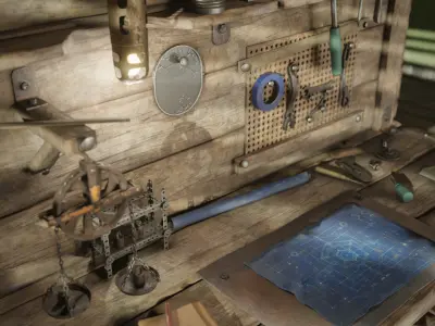 Workbench - decor and tools Low-poly 3D model