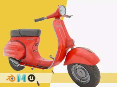 Vespa scooter motorcycle Low-poly 3D model
