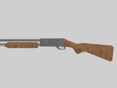 Pump Shotgun and Shell Free low-poly 3D model
