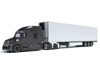 Truck with Refrigerator Trailer 3D model