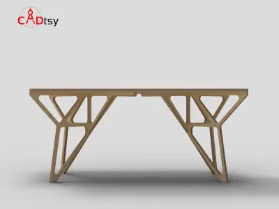 DXF File for CNC Router Cut Contemporary Plywood Dinner Table 3D model