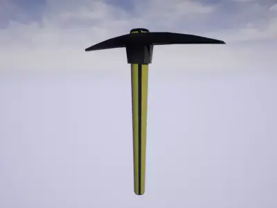 Pickaxe shovel with handle in sky Low-poly 3D model