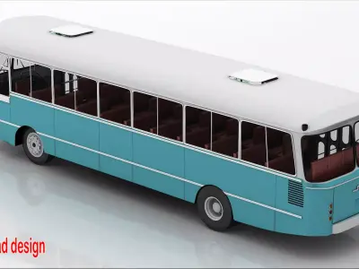 bus nasr 411 color sky bule cairo old  3D model