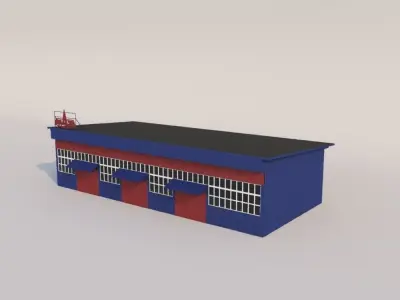 Repair shops and warehouse Low-poly 3D model