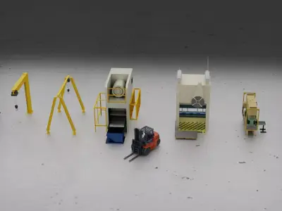 Industrial Machinery Vehicles Set High-Quality 3D Assets Low-poly 3D model