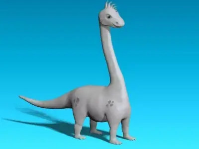 cartoon grey dino Low-poly 3D model