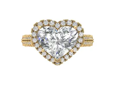 Heart Art Deco Ring 3D print model 3