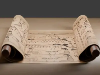 Ancient Egyptian Papyrus Scroll Low-poly 3D model