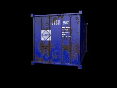 Container-blue PBR shipping container Low-poly 3D model