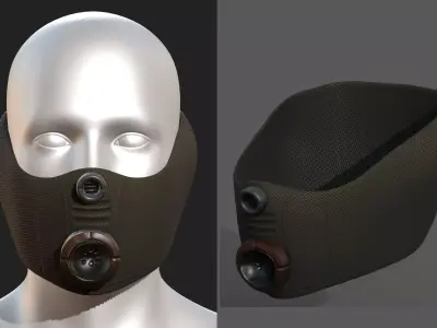 Gas mask helmet 3d model scifi Low-poly  Low-poly 3D model 5
