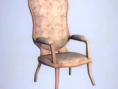 Low-Ploy Antique Chair Editorial License Low-poly 3D model