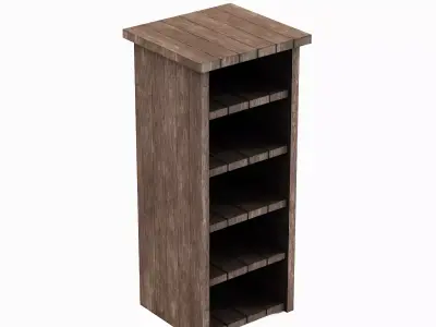 Medieval Tall Shelf 02 Low-poly 3D model