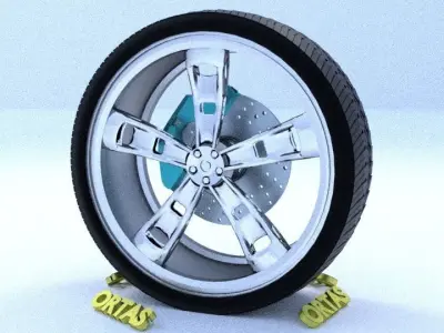 ORTAS CAR RIM 20 GAME READY RIM TIRE AND DISC 3D model