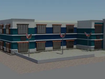 Commerical Building Low-poly 3D model