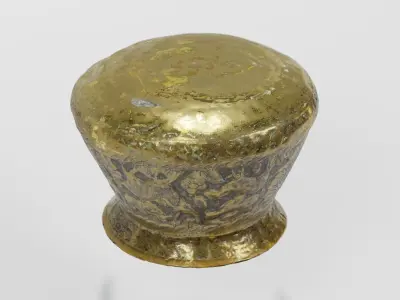 Brass Bowl Engraved Romanesque photogrammetry PBR 4K textures Low-poly 3D model