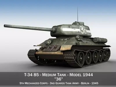T-34 85 - Soviet medium tank - 36 3D model