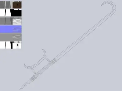 Hook sword Low-poly 3D model