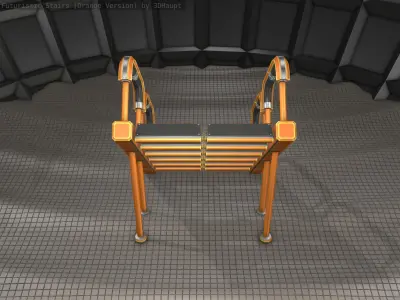 Sci-Fi Stairs - 28- Orange Version Low-poly 3D model