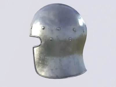 Medieval Barbute Helmet Low-poly 3D model