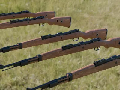 Kar98k 5 lods Low-poly 3D model