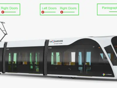 Urbos3 Luxembourg Tram Rigged 3D model