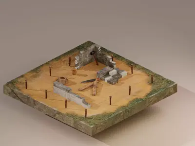 Building Foundation 3  Low-poly 3D model
