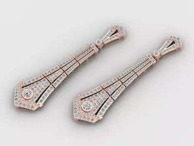 Brilliant Earrings with round gem stones 3D print model purchase