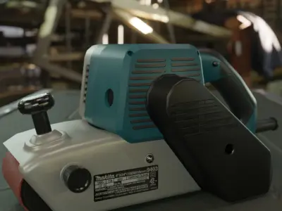 Realistic Power Tool Belt Sander 3D Model with PBR Texture Low-poly 3D model