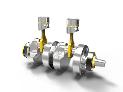 Motorcycle Piston and Crankshaft 3D model