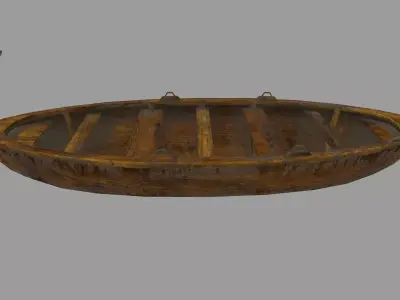 boat 3 wooden Low-poly 3D model