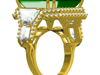 Antique Huge Stone V-Cut Setting Cocktail Ring 3D print model