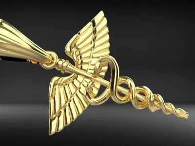 Caduceus Medical Pendant Necklace Charm Jewelry 3D print model