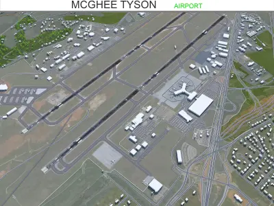 McGhee Tyson Airport Knoxville 10km Low-poly 3D model