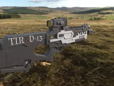 TIRND-13 gun in middle of field 3D model