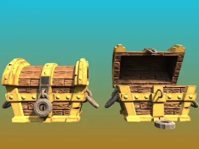 Cartoon Pirate Chest Game Ready Low-poly 3D model
