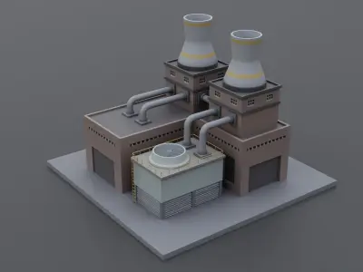 Isometric Factory 2 Low-poly 3D model