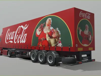 Truck with trailer CocaCola Livery Low-poly 3D model