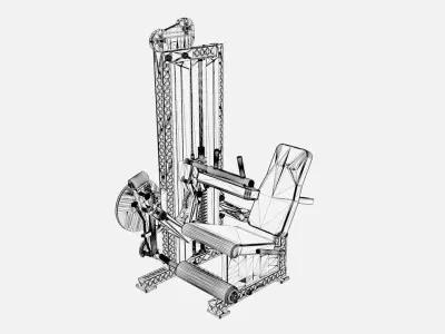Commercial-grade leg extension and leg curl 3D model