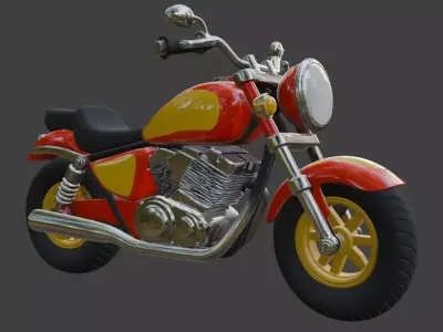 Cartoon Red Motorcycle 3D Model 3D model 2
