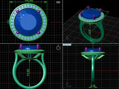 Engagement round cut halo 1321 3D print model