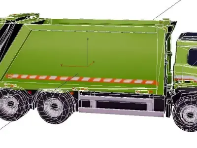 Low Poly Generic Garbage Truck Vehicle PBR Texture Low-poly 3D model