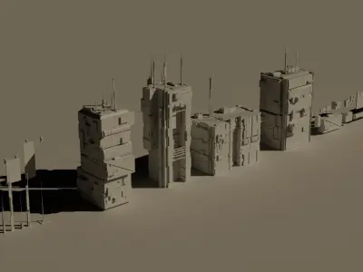 Sifi Buildings Low-poly 3D model