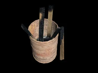 Metal barrel old PBR texture Low-poly 3D model