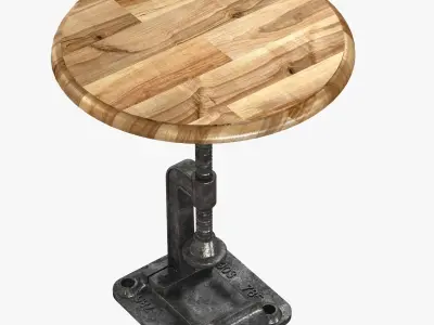 Reclaimed Wood Rustic Clamp Side Table Stool 3D model