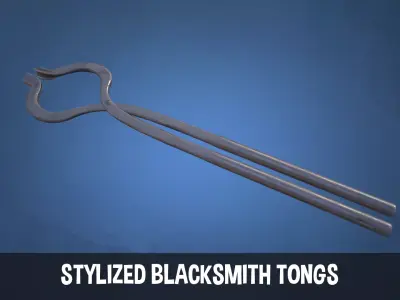 Stylized Blacksmith Tongs Low-poly 3D model