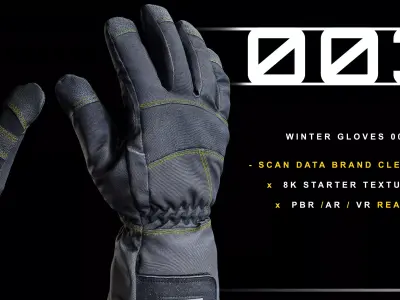 Winter Gloves 003 Low-poly 3D model