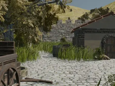 Medieval Walled Village 3D model