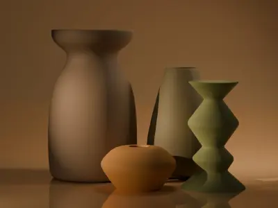 Home Decor 4 Ceramic Pieces Free 3D model