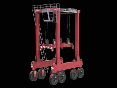 Port Mobile Crane - Straddle Carrier Gameready PBR Low-poly 3D model